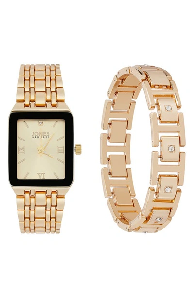 Shop I Touch Three-hand Quartz Mesh Strap Watch & Id Bracelet Set In Gold