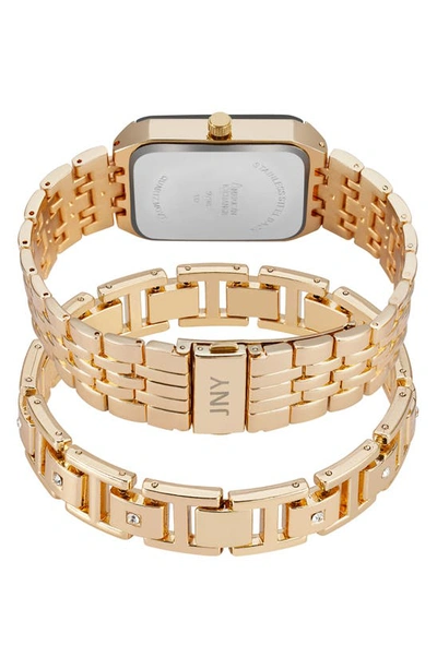 Shop I Touch Three-hand Quartz Mesh Strap Watch & Id Bracelet Set In Gold