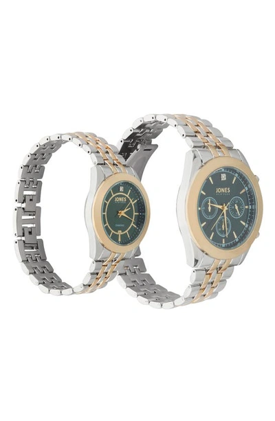 Shop I Touch Two-piece Diamond Accent Bracelet Watch His & Hers Set In Silver/ Gold
