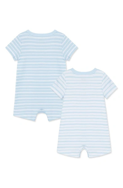 Shop Little Me Playtime Set Of 2 Organic Cotton Rompers In Blue