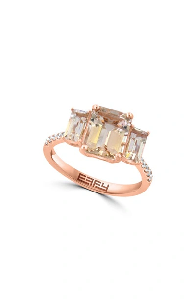 Shop Effy 14k Rose Gold Diamond & Morganite Ring In Pink