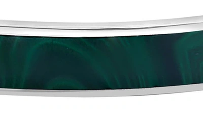Shop Effy Sterling Silver & Leather Bracelet With Malachite In Silver/ Green