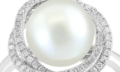 Shop Effy 14k White Gold 10mm Freshwater Pearl & Diamond Halo Ring