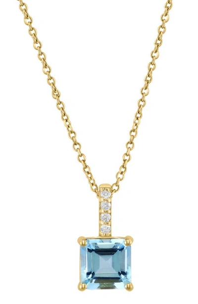 Shop Effy 14k Gold Diamond & Aquamarine Pendant Necklace In Blue