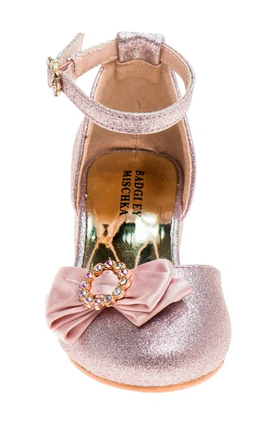 Shop Badgley Mischka Collection Kids' Crystal Bow Pump In Pink Glitter