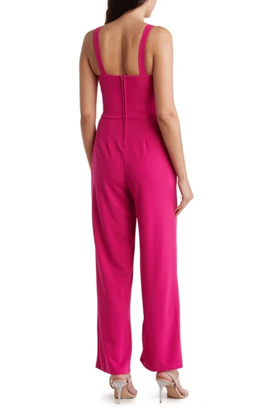 Shop Bebe Wide Leg Jumpsuit In Fuchsia