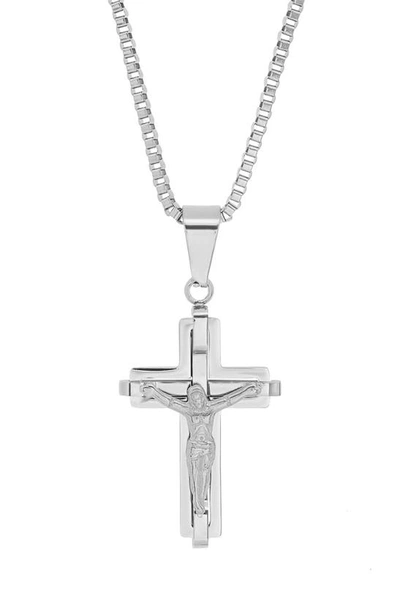 Shop Hmy Jewelry Cross Pendant Necklace In Silver