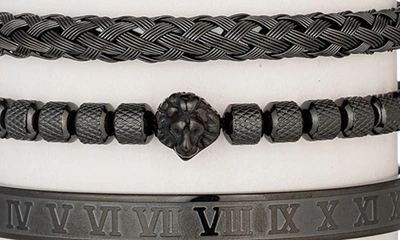 Shop Eye Candy Los Angeles Mens' Three-piece Mixed Bracelet Set In Dark Silver