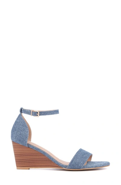 Shop New York And Company Sharona Wedge Sandal In Medium Blue