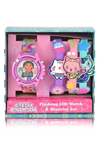 Shop Accutime Dreamworks Gabby's Dollhouse Lcd Watch With 3 Bracelets Set In Pink Multi