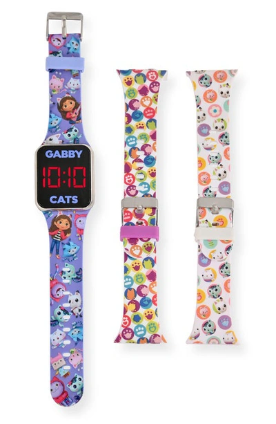 Shop Accutime Dreamworks Gabby's Dollhouse Touch Led Watch With 2 Exra Straps Set In Purple Multi
