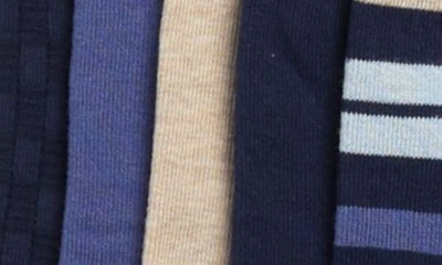Shop Nordstrom Rack 5-pack Assorted Texture Stripe Crew Socks In Navy -blue Angelite