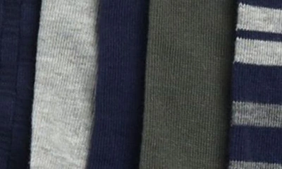 Shop Nordstrom Rack 5-pack Assorted Texture Stripe Crew Socks In Navy Stripe -grey