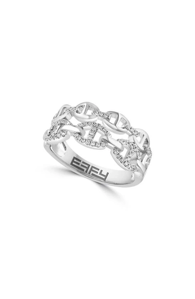 Effy Sterling Silver Diamond Mariner Link Ring In Silver
