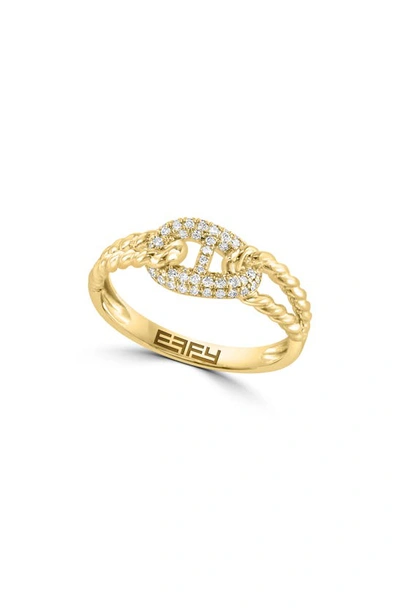Shop Effy Diamond Chain Ring In Yellow Gold