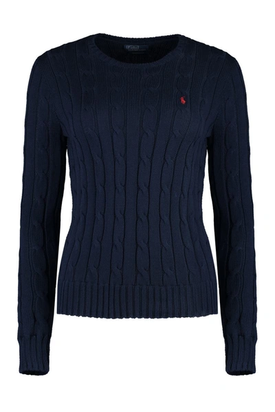 Shop Polo Ralph Lauren Cable Knit Sweater In Blue