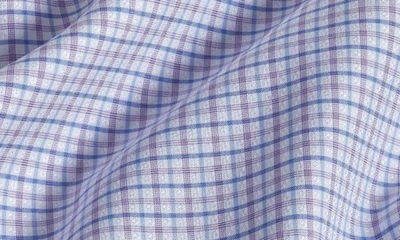 Shop David Donahue Trim Fit Check Dobby Non-iron Dress Shirt In Lilac/ Blue
