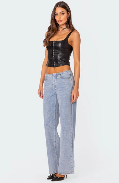Edikted Simone Faux Leather Corset Top In Black