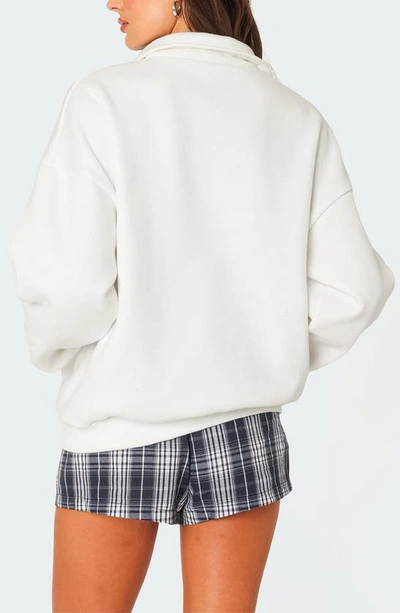 Shop Edikted Quarter Zip Sweatshirt In White