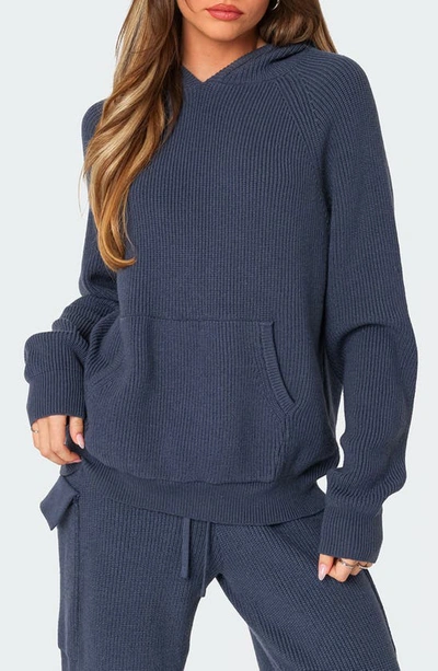 Shop Edikted Wynter Oversize Sweater Hoodie In Blue