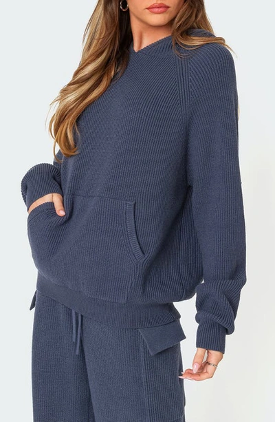 Edikted Women's Wynter Oversized Knit Hoodie In Blue