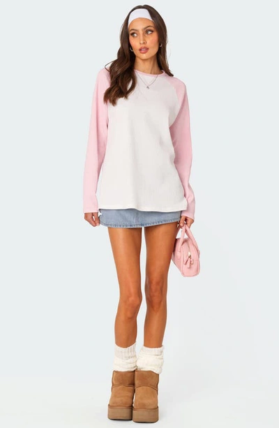 Shop Edikted Me Time Oversize Waffle Knit Top In Light-pink