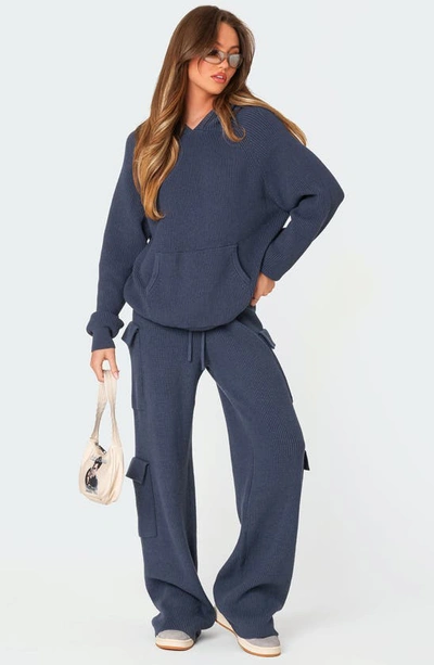 Edikted Women's Wynter Oversized Knit Hoodie In Blue