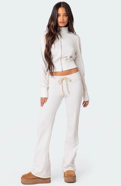 Shop Edikted Alexia Crop Zip-up Jacket In White