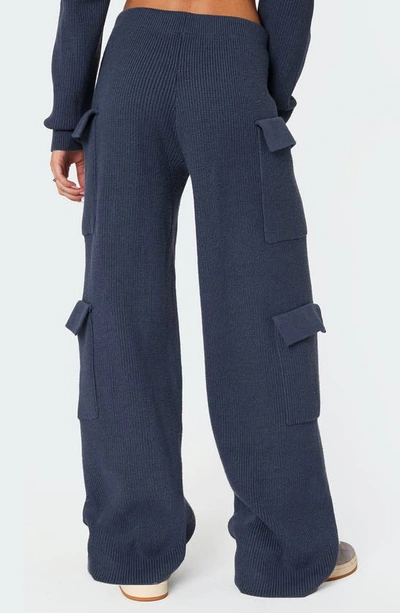Shop Edikted Wynter Drawstring Cargo Sweater Pants In Blue