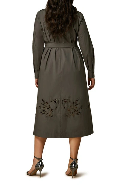 Marina Rinaldi Ghianda Cotton Midi Shirt Dress In Khaki