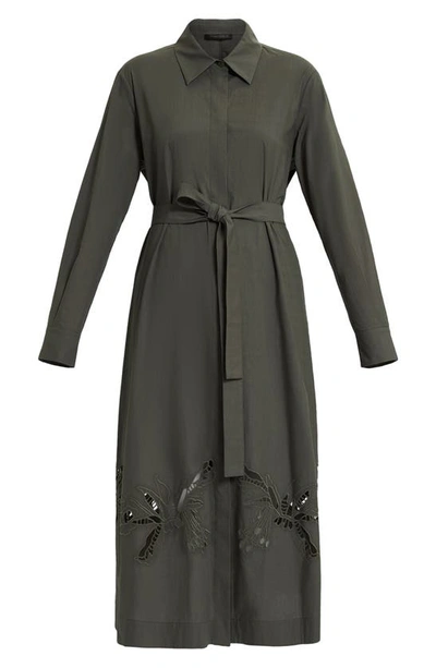 Marina Rinaldi Ghianda Cotton Midi Shirt Dress In Khaki