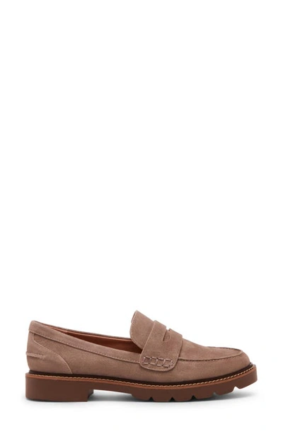 Blondo Waterproof Penny Loafer In Taupe Suede