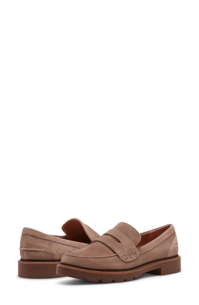 Blondo Waterproof Penny Loafer In Taupe Suede