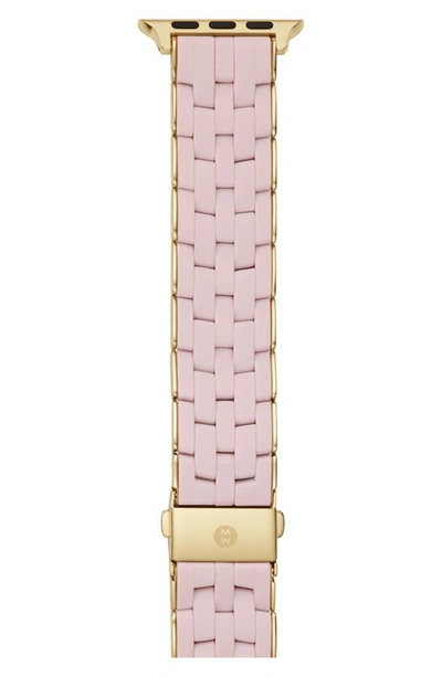 Michele Women's Goldtone Stainless Steel & Silicone Tri-link Apple Watch Bracelet/38/40/41 & 42/44/45/49mm In Pink