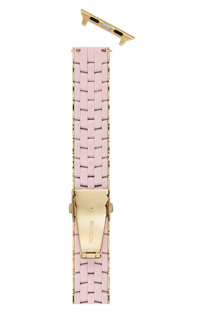 Michele Women's Goldtone Stainless Steel & Silicone Tri-link Apple Watch Bracelet/38/40/41 & 42/44/45/49mm In Pink