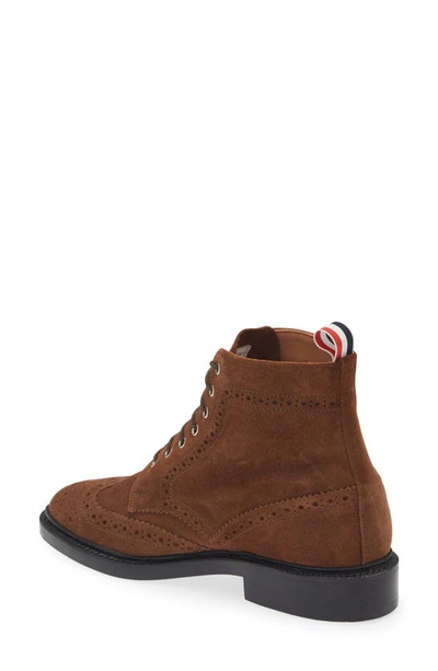 Thom Browne Wingtip Ankle Boots With Brogue Details In Brown