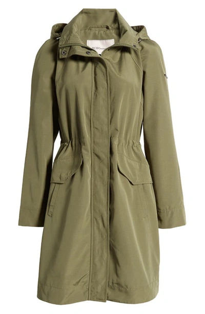 Shop Bcbg Water Resistant Hooded Coat In Sage