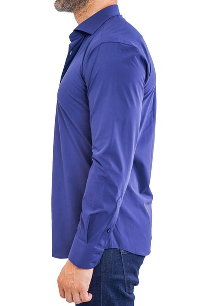 Maceoo Einstein Stretchcore Performance Button-up Shirt In Blue