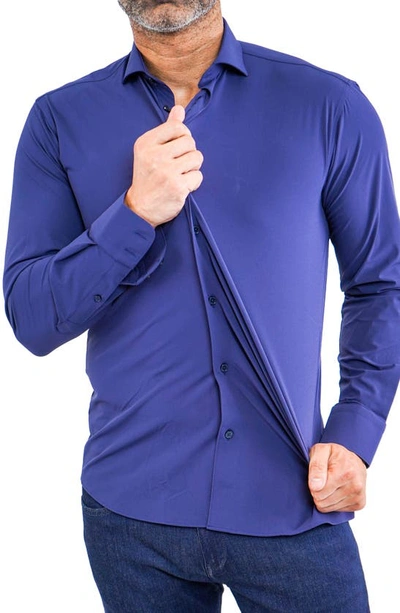 Maceoo Einstein Stretchcore Performance Button-up Shirt In Blue