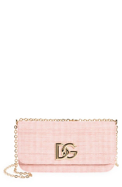 Shop Dolce & Gabbana 3.5 East/west Raffia Crossbody Bag In Pink