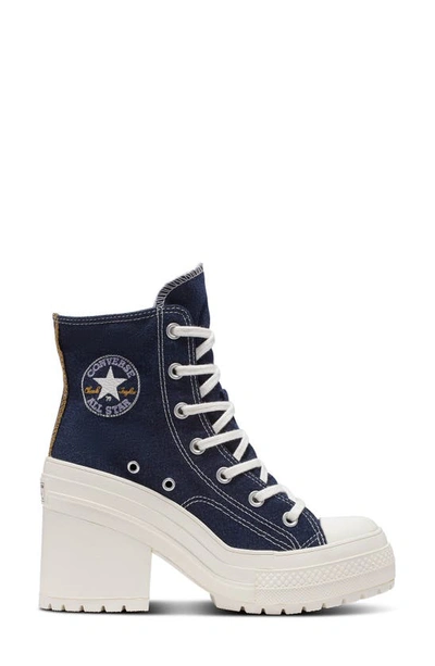 Shop Converse Chuck 70 De Luxe Block Heel Sneaker In Navy/ Egret/ Golden Sundial