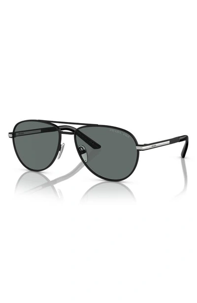 Prada 60mm Polarized Pilot Sunglasses In Matte Black