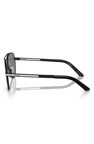 Prada 60mm Polarized Pilot Sunglasses In Matte Black