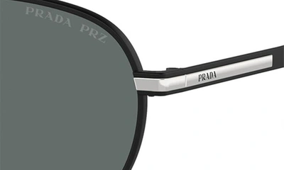 Prada 60mm Polarized Pilot Sunglasses In Matte Black