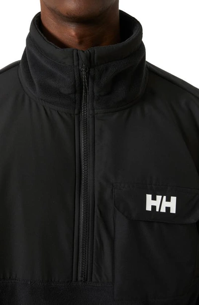 Shop Helly Hansen Play Half Zip Fleece Anorak In Black