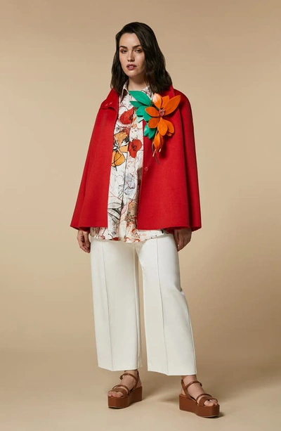 Shop Marina Rinaldi Saggio Floral Button-up Shirt In Off White/ Poppy