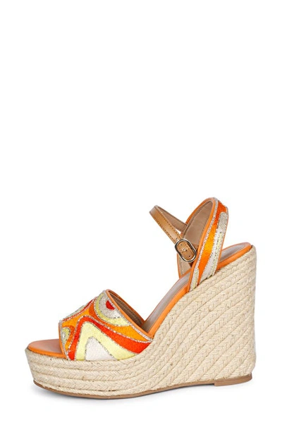 Shop Saint G Marcilia Platform Wedge Espadrille Sandal In Multi Orange