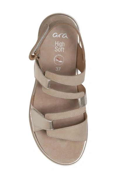 Ara Bayview Strappy Sandal In Sand And Platinum