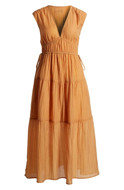 Shop Socialite Crinkle Woven Midi Dress In Taos Taupe