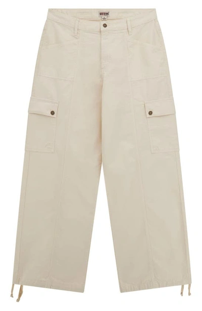 Shop Guess Originals Go Utility Cotton Denim Cargo Pants In Sandy Shore